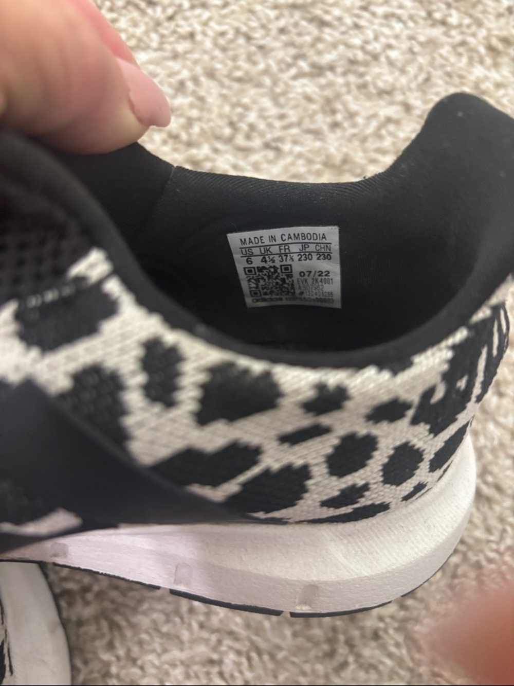 adidas Black & White Leopard-Pattern Knit Sneakers - Picture 6 of 7